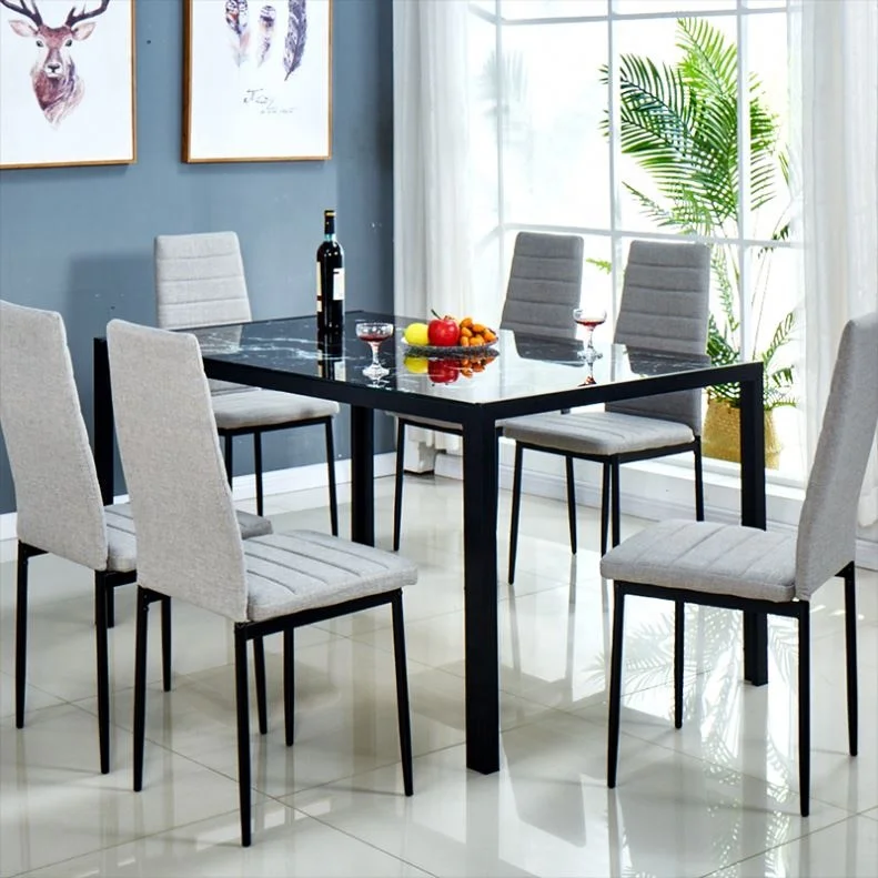 Современный роскошный обеденный стол на 4 - 6 мест из нержавеющей стали с мраморным верхом, обеденный стол из закаленного стекла