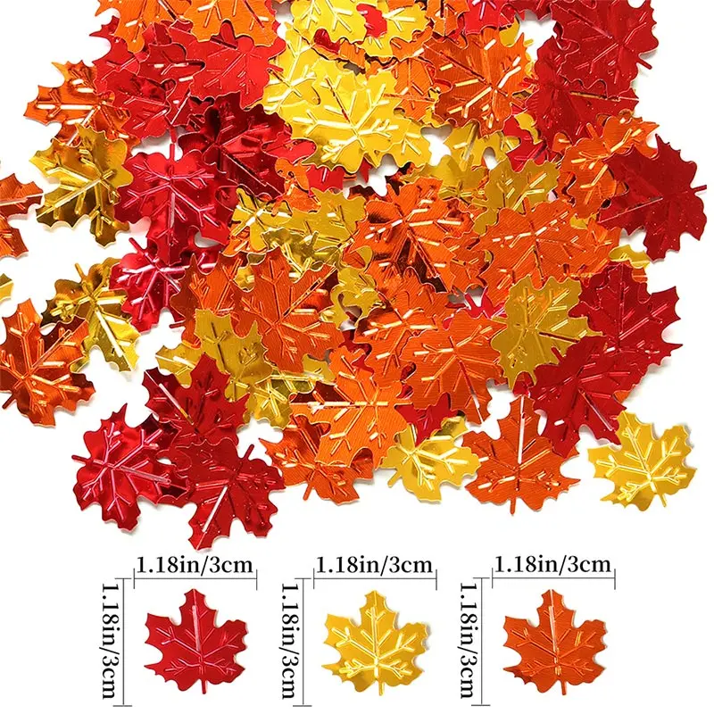 Thanksgiving Confetti Fall Foil Confetti Maple Leaf Autumn Table for Halloween, Christmas, Wedding Throwing Confetti Decoration