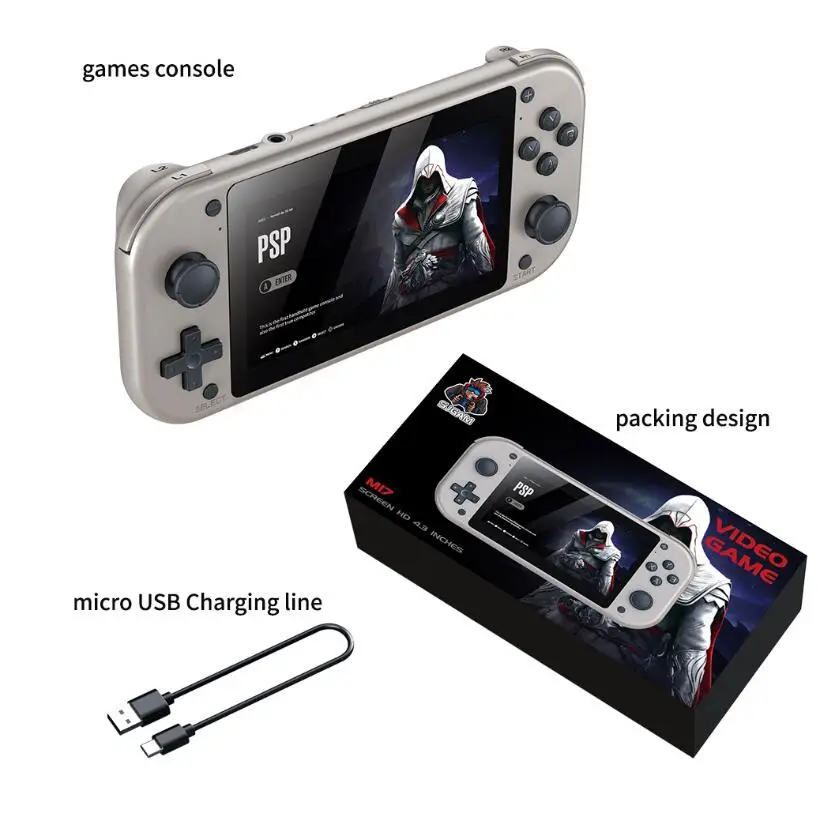 M17 Handheld Game Console 4.3 Inch Screen 64GB with 10000+ Retro Classic Gaming Player For PSP/N64/PS1