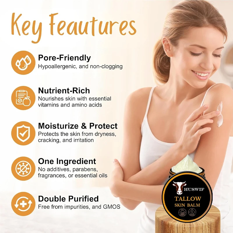 Custom Logo Beef Tallow Balm Skincare Balm Grass Fed Beef Tallow Body Face Moisturizer Whipped Tallow Balm For Face