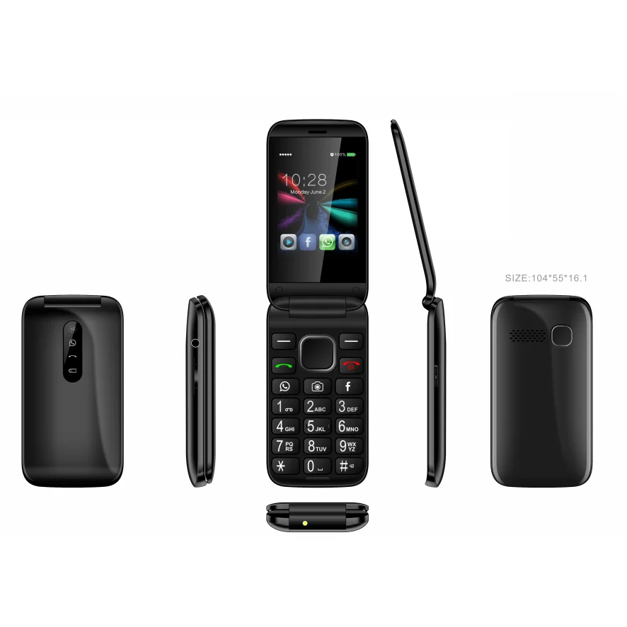 Мобильный телефон-раскладушка 2,8 дюйма 3G для пожилых людей whats-app и facebook с кнопкой SOS