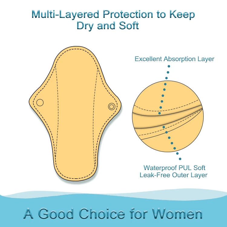 Famicheer BSCI bamboo reusable menstrual pads sanitary pads organic cotton washable sanitary napkin