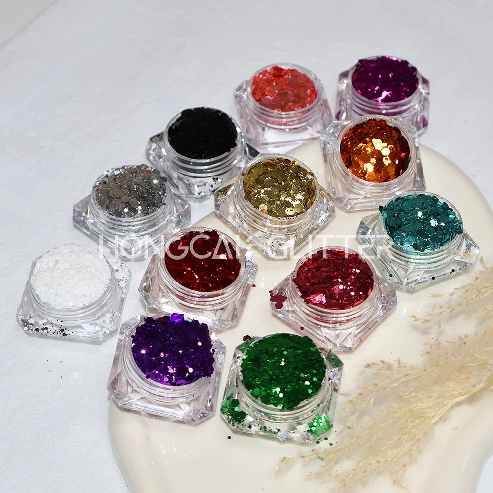 bulk metallic chunky mix polyester glitter colorful wholesale nails art Christmas decorations design glitters resin crafts