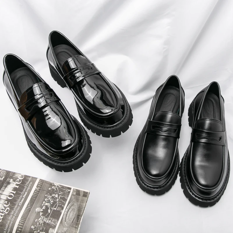 2024 Durable Fancy Lace Up Wedding Oxfords Mens Patent Leather Dress Shoes Black Green Color Thick Sole