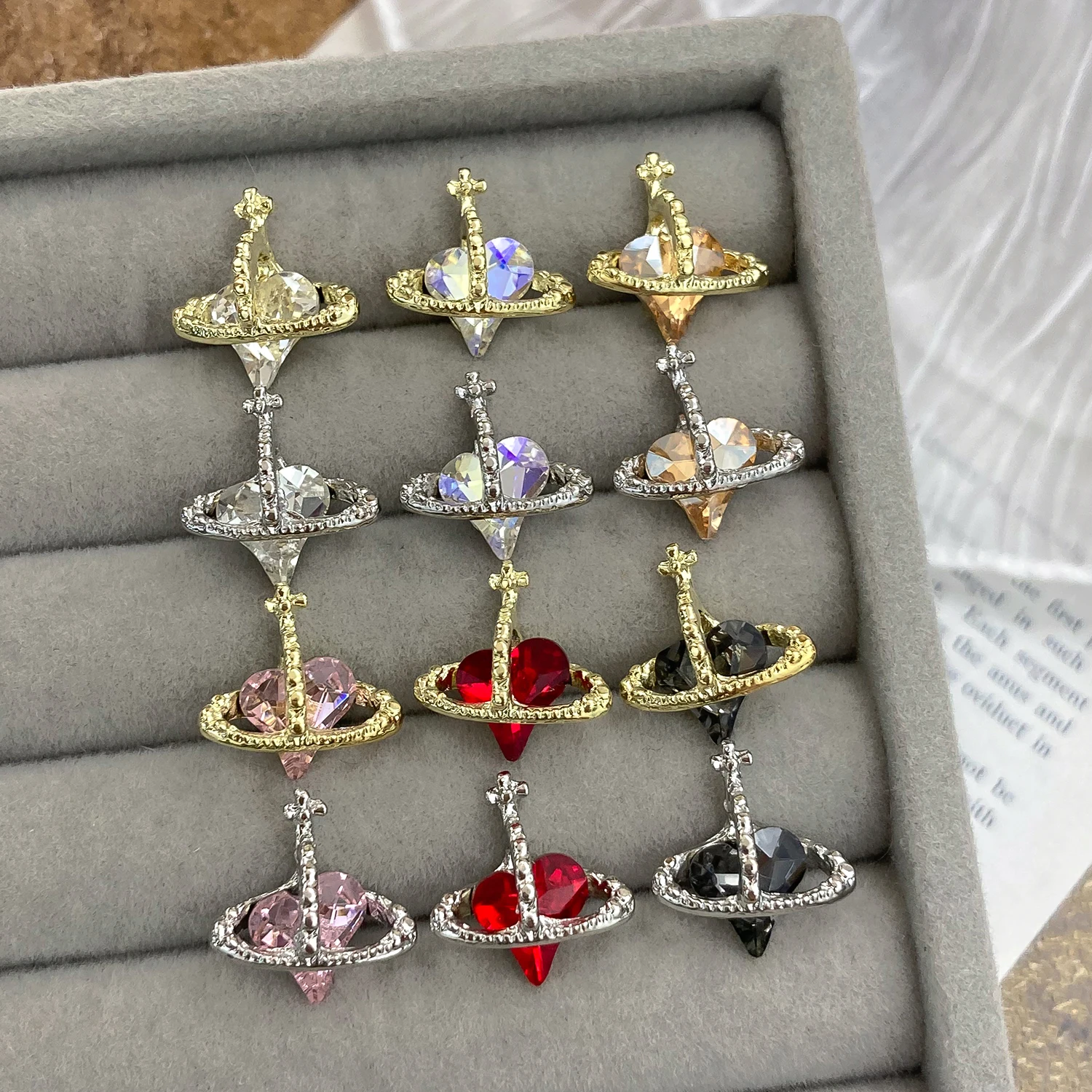 New Trendy Nail art Charms Nail Jewelry small Saturn Heart New Shiny Color for Beauty spa
