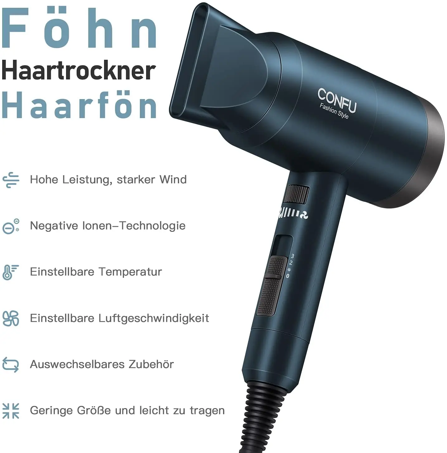 Salon DC Motor with Concentrator/Diffuser/Ionic Function Strong Wind Light Weight Hair dryer