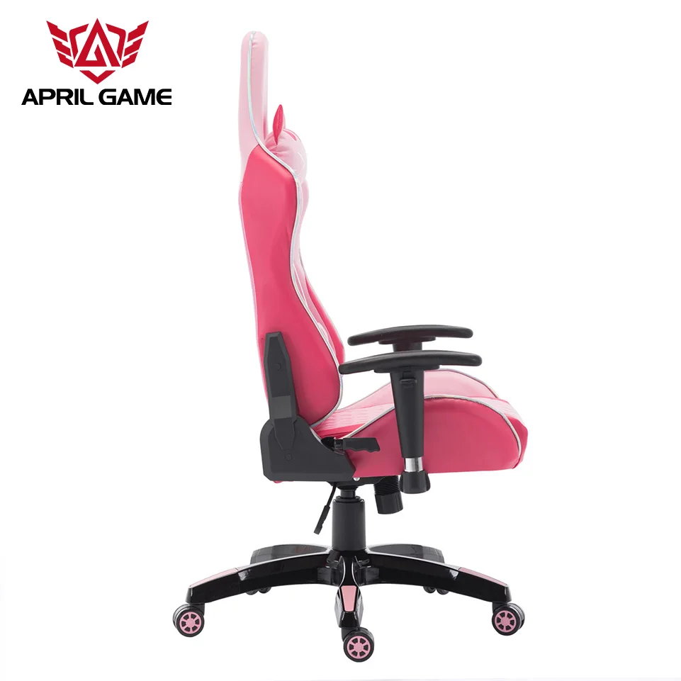 Современное компьютерное кресло с регулируемым подлокотником, розовое игровое кресло для девочек с подголовником