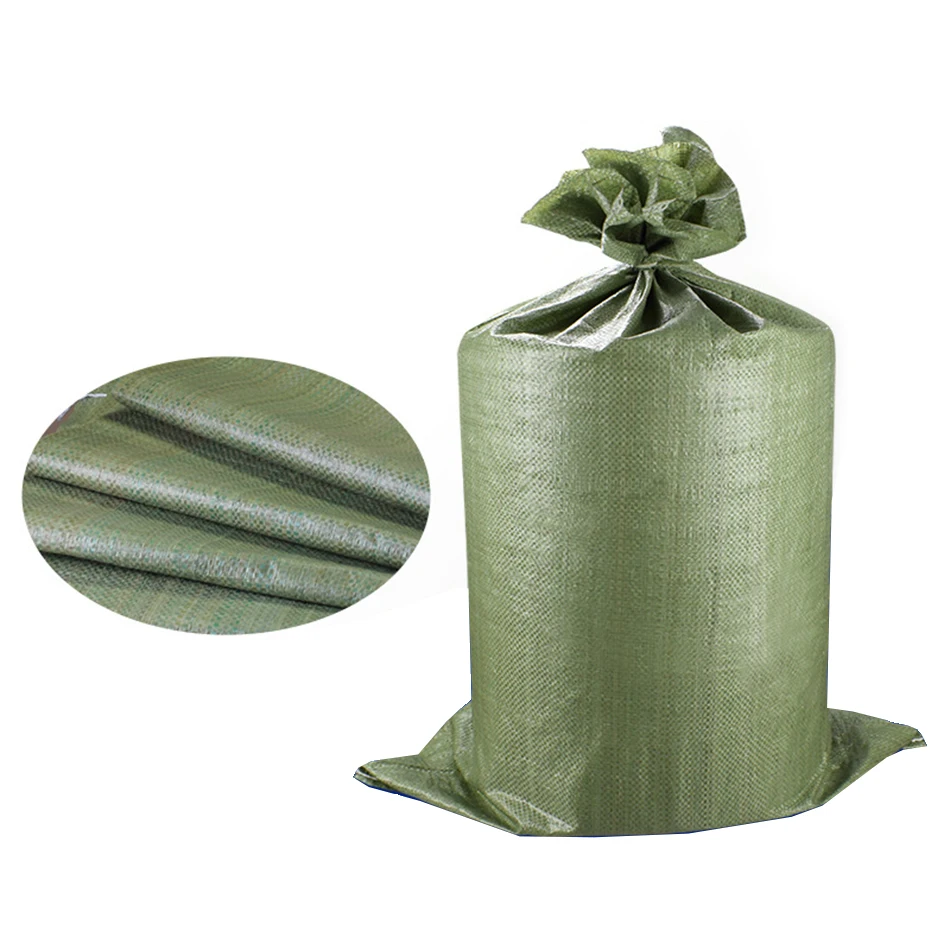  Оптовая продажа недорогой переработанный полипропиленовый мешок для песка цементный зеленые мусорные полипропиленовые тканые мешки