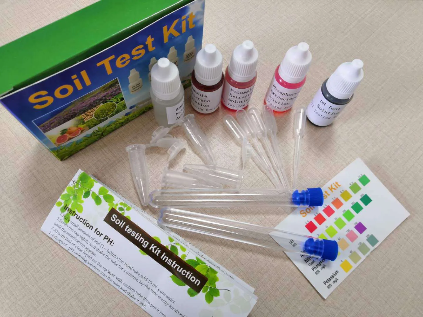 Manufacturer 4 parameters ph ammonia nitrite soil fertility test kit for garden