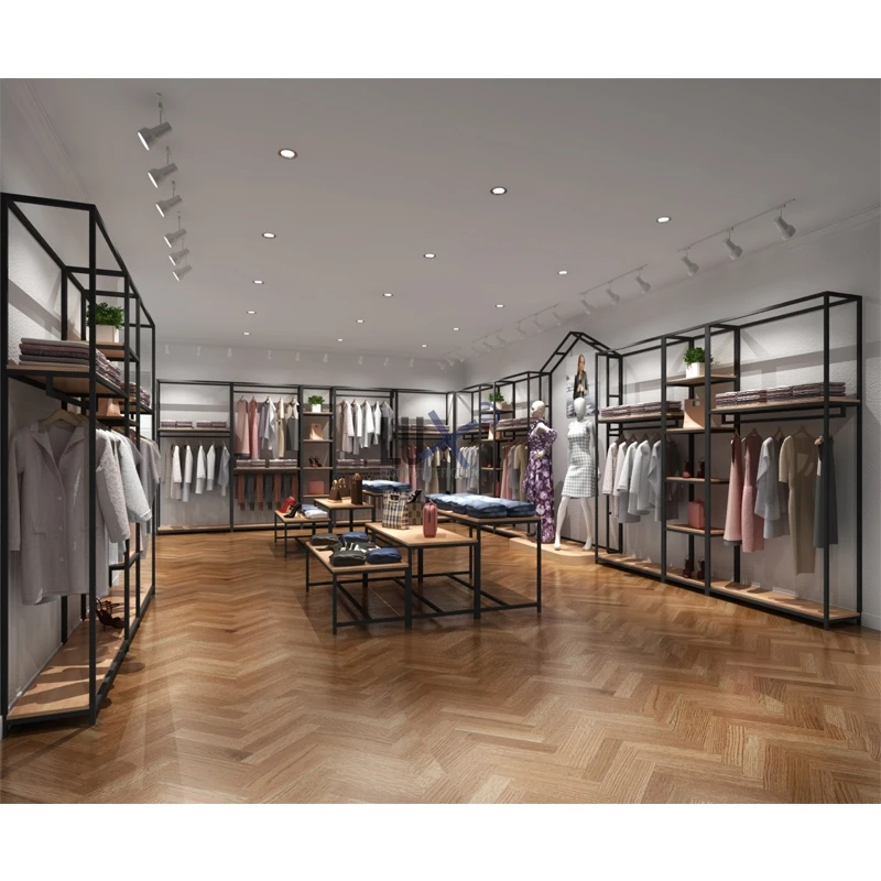 LUX Design Bespoke 3D Clothing Shop Design Retail Clothes Store Display Wholesale Clothing Display Racks
