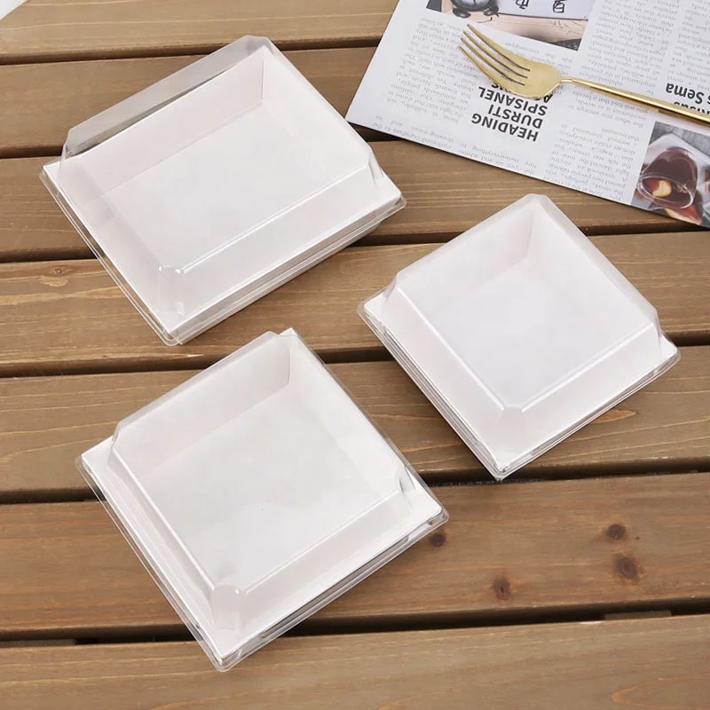 Hot Sale Takeout Food Boxes White Cardboard Takeaway Food Package Paper Box With PET Transparent Lid