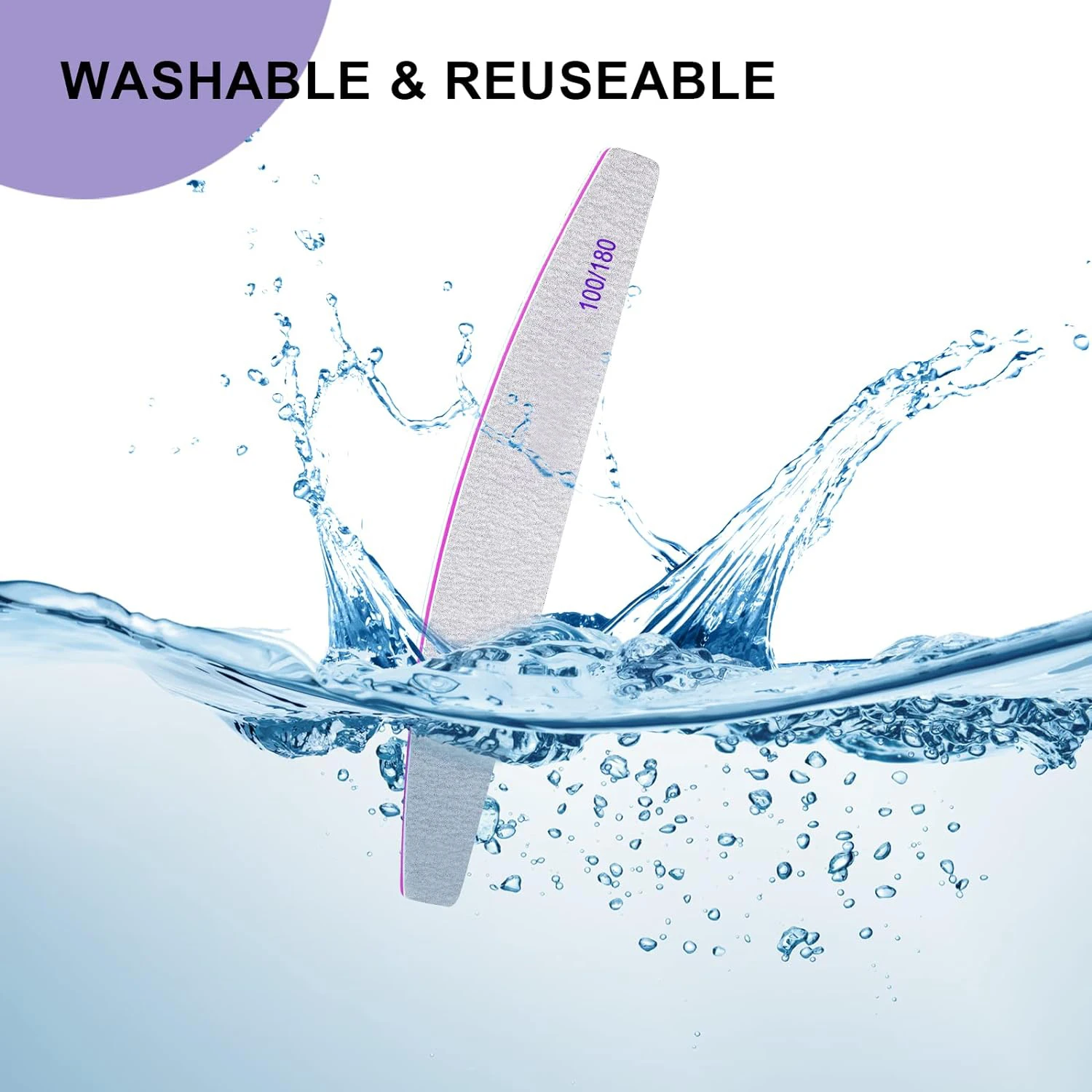 Reusable Zebra Nail File Emery Board 100/180 Grit Nail Styling Tools Half Moon Nail Files
