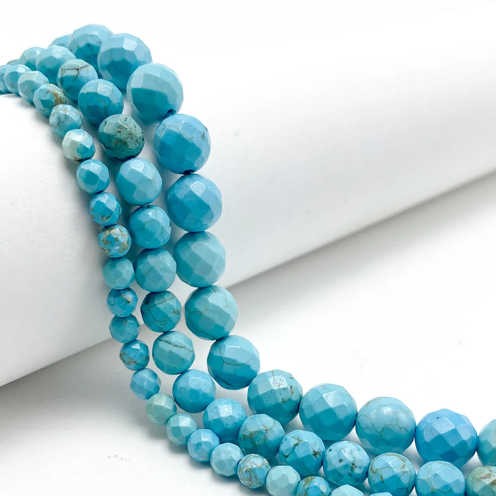 Wholesale Dyed Blue Howlite Turquoise Faceted Round Beads for DIY Jewelry Making
