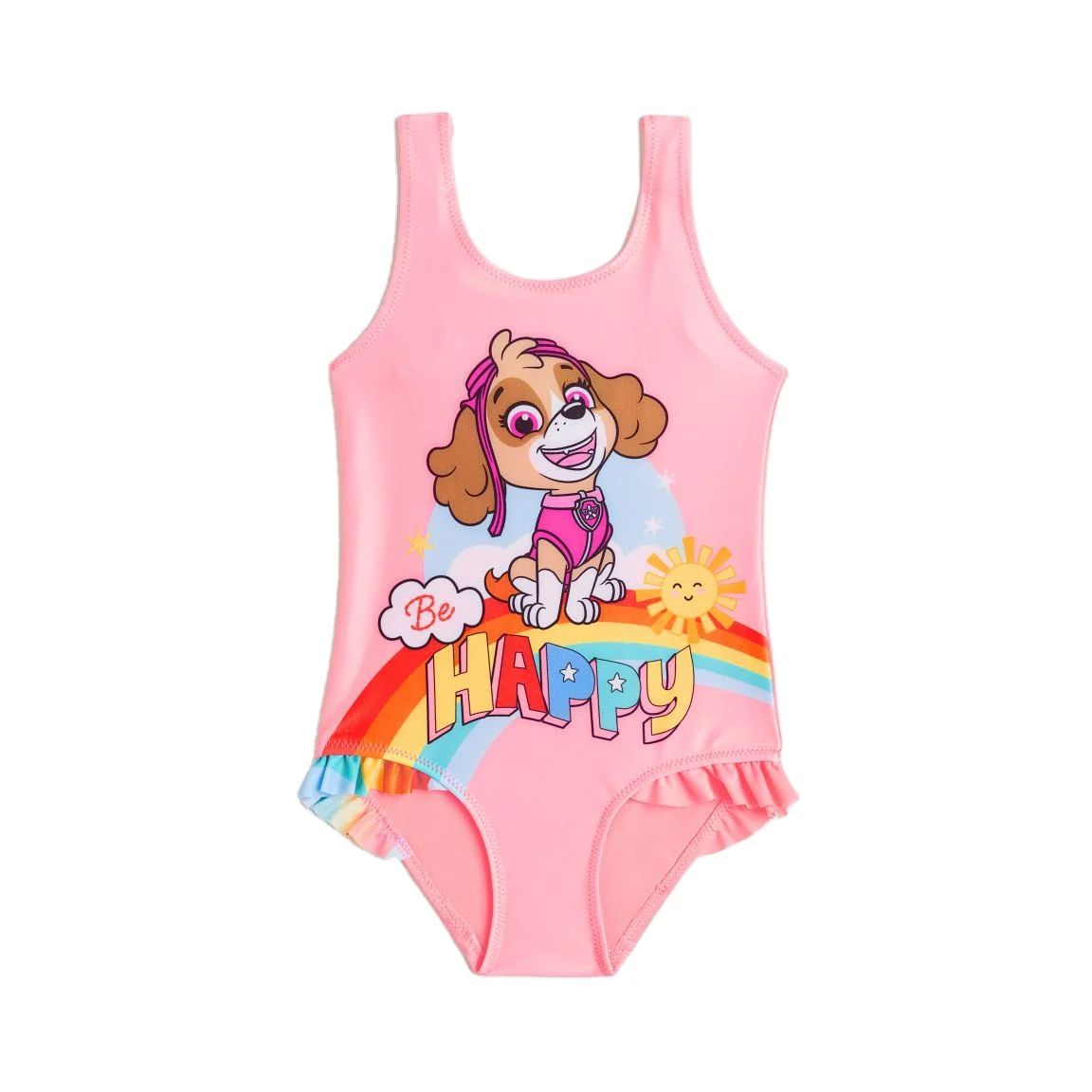 Cute Pink Dolphin Printed Swimsuit Girl Swimwear Bathing Suits Kids Bikini Children