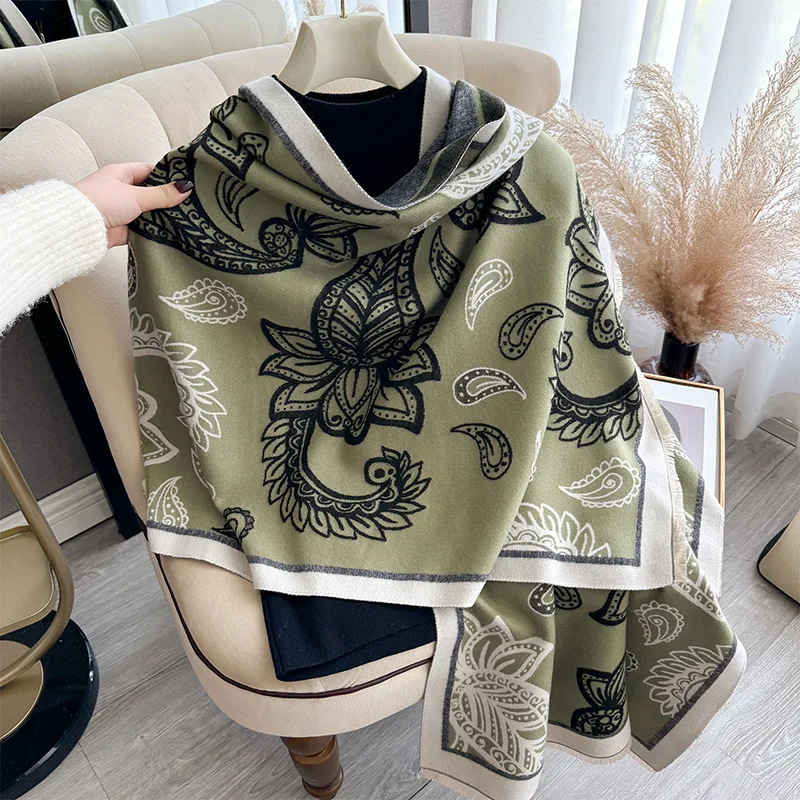 2024 Retro Fashion Paisley Jacquard Winter Blanket Shawl Wrap Scarf for Women Cashmere Thick Warm Ladies Pashmina Scarves