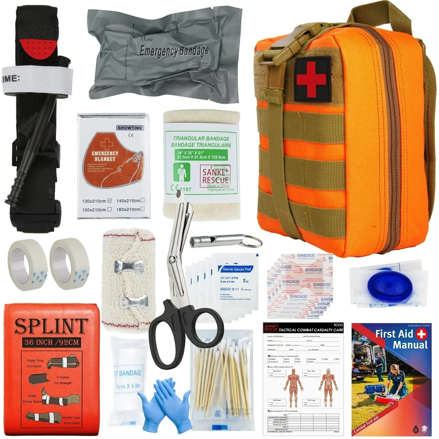 17 in 1 Survival First-Aid Kit Full Set Outdoor Gear Trauma Bag for Camping & Hiking Adventures Emergency Survival Kits