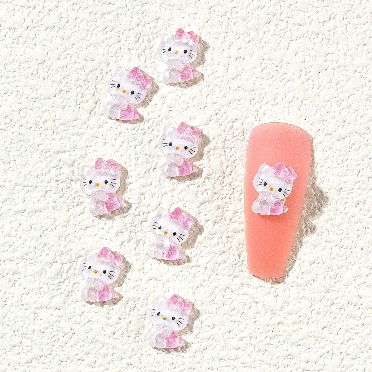 Wholesale  3D Ice Permeable Stereo Hello Kitty Nail Charms Accessories Cartoon  Kawaii  Resin Nail Art