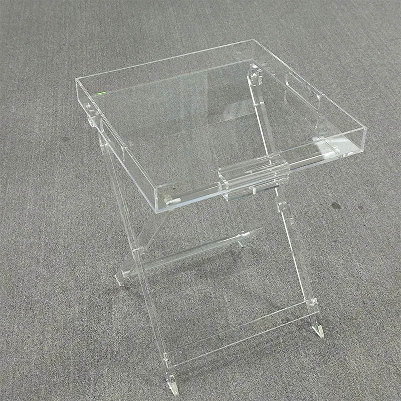 Furniture Transparent Acrylic Tables / Modern Acrylic Side End Table / Clear Acrylic Folding Snack Tray Table