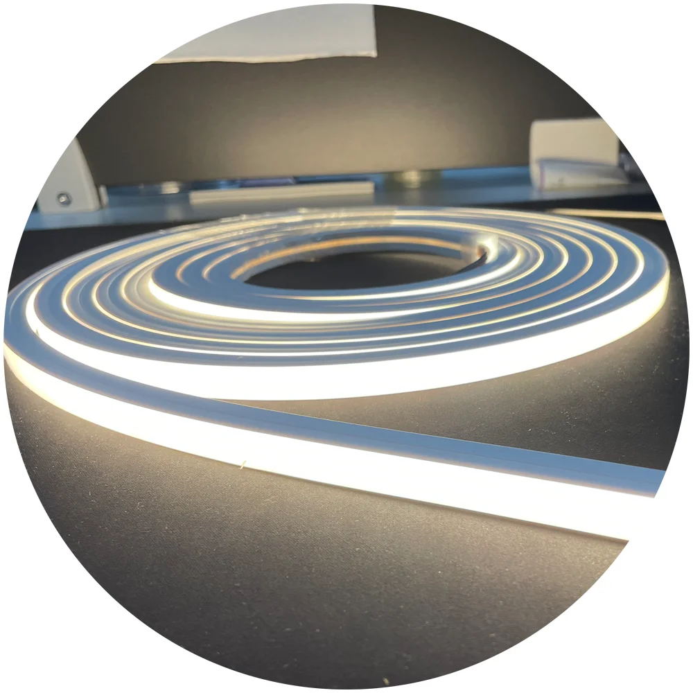 customize 10w cuttable pure silicone flat tope view 12x12mm DC24V SMD2835 120LEDS/M neon led strip for cabinet