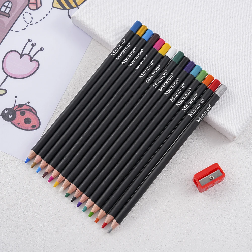 Xin Bowen custom pencil 15pcs black rod colored pencils drawing pencil set for children and students