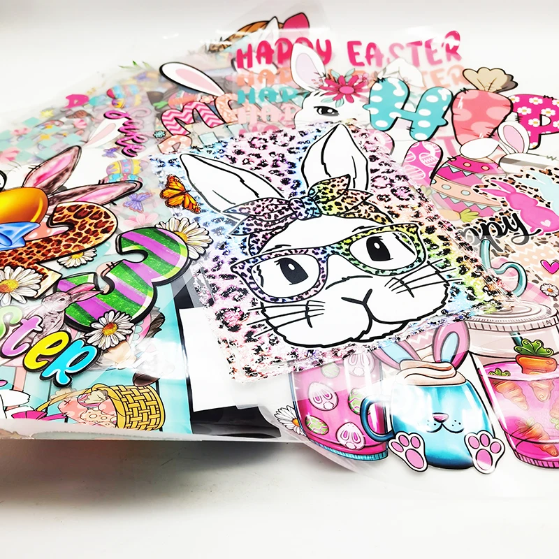 wholesale egg rabbit bunny design custom screen print transfers dtf transfer easter printing for T-shirts