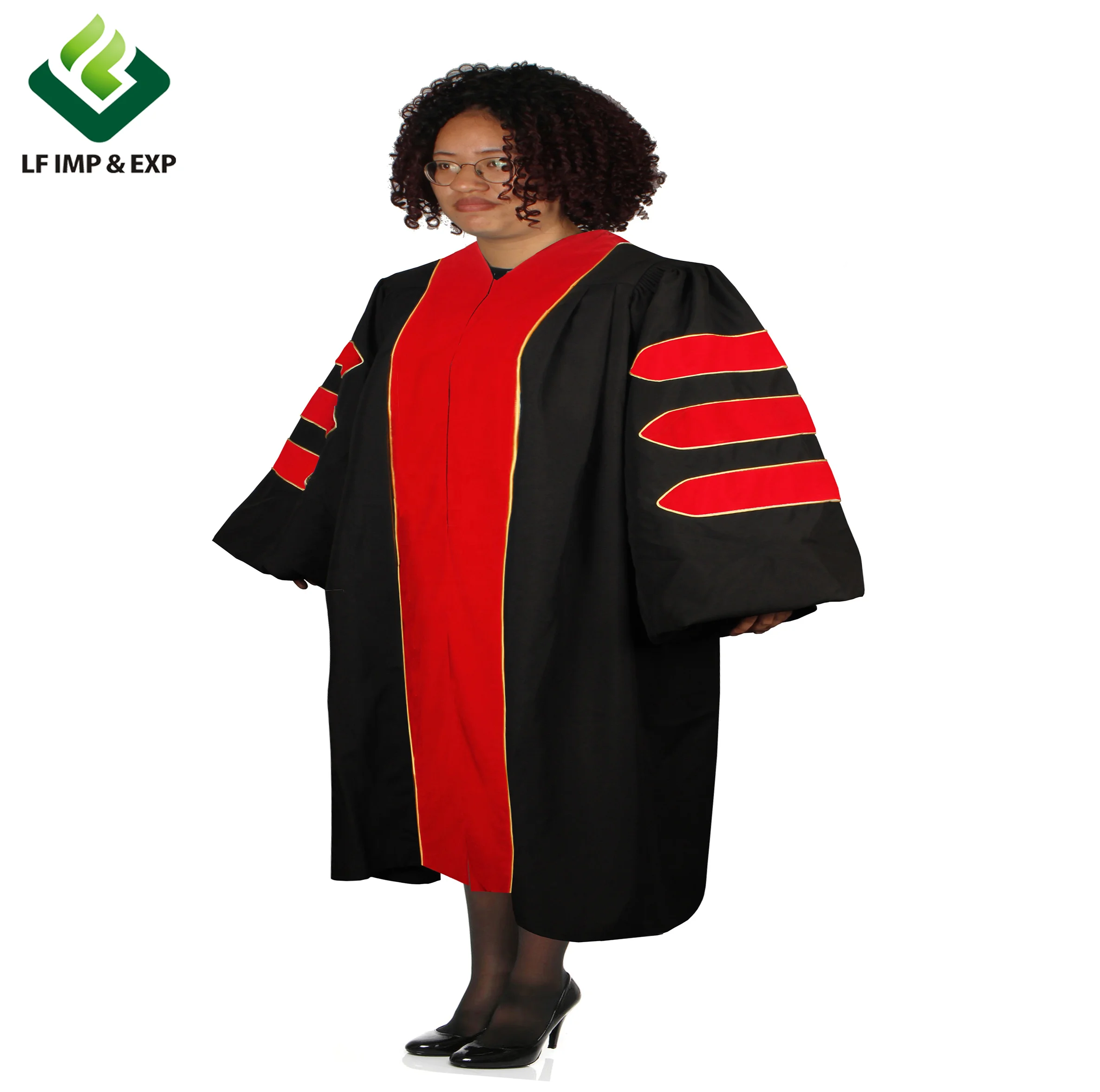 wholesale velvet phd robe/PHD Gown/doctoral robe suit plus size graduation gown
