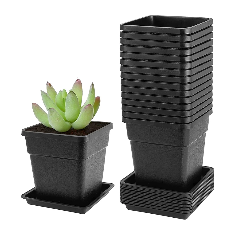 Small Square Flowerpot Desktop Potted Plant Succulent Planter Home Garden Decor Flower Pots Mini Plastic Pot