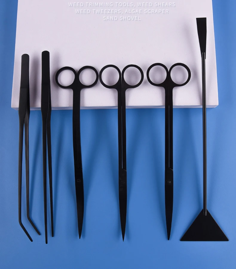 Wholesale High Quality Aquatic Tool Set 4 In 1 Stainless Steel Algae Scraper Aquarium Plant Scissors for Fish Tank
