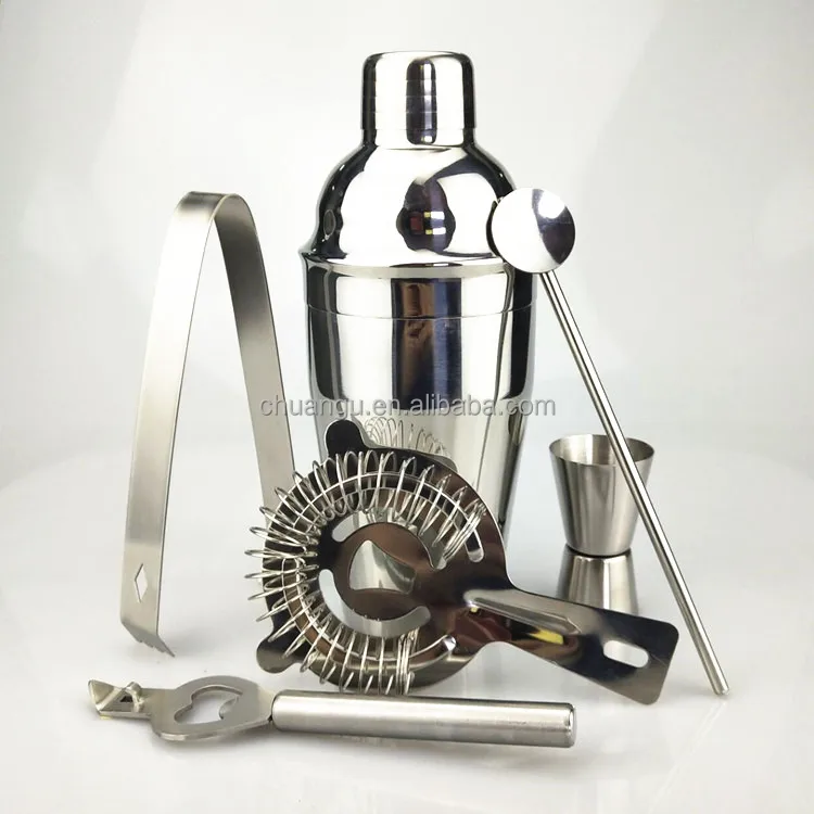 
Amazon Wooden Stand 18oz Stainless Steel Cocktail Shaker Bartender Kit 