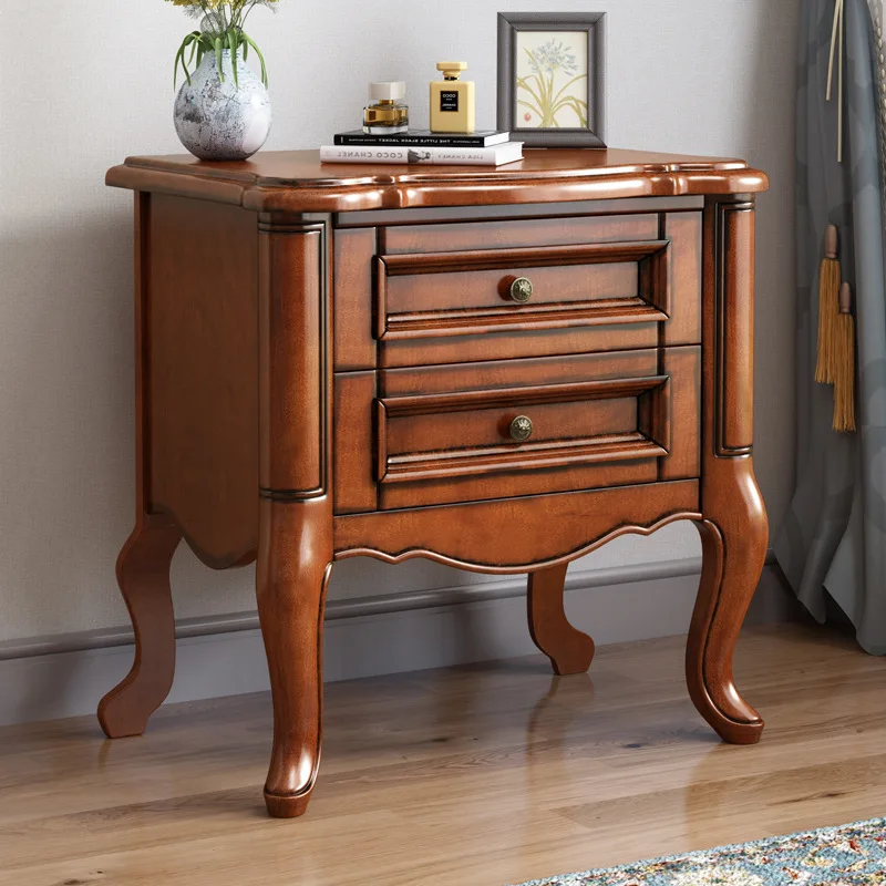 Wholesale Classic American Style Nightstand Table Home Bedroom Furniture Solid Wood Bedsides Lockers With 2 Drawers