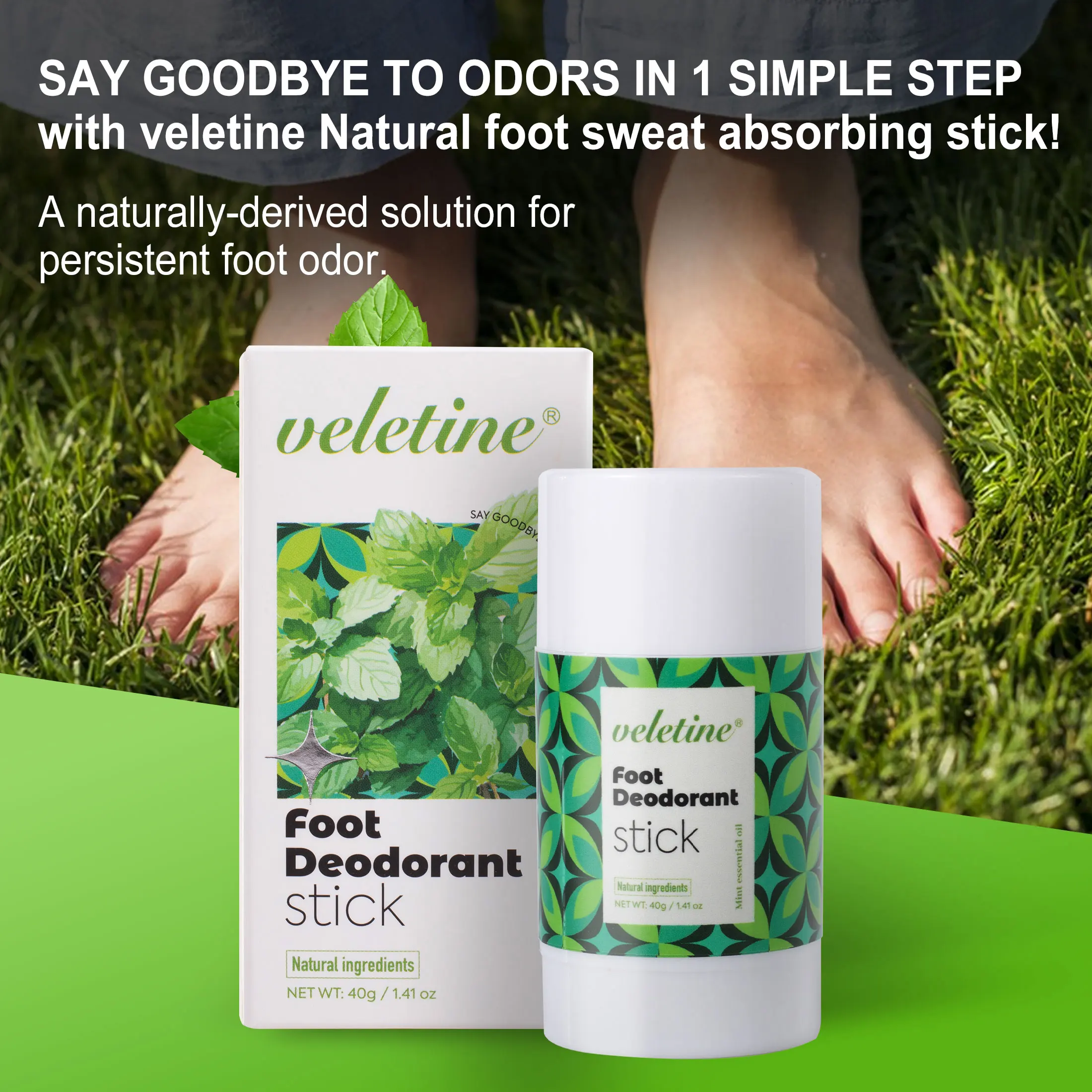 Foot Deodorant Stick Skin Care Foot Sweat Absorption Remove Odor Natural Organic Mint Oil Foot Deodorant Stick