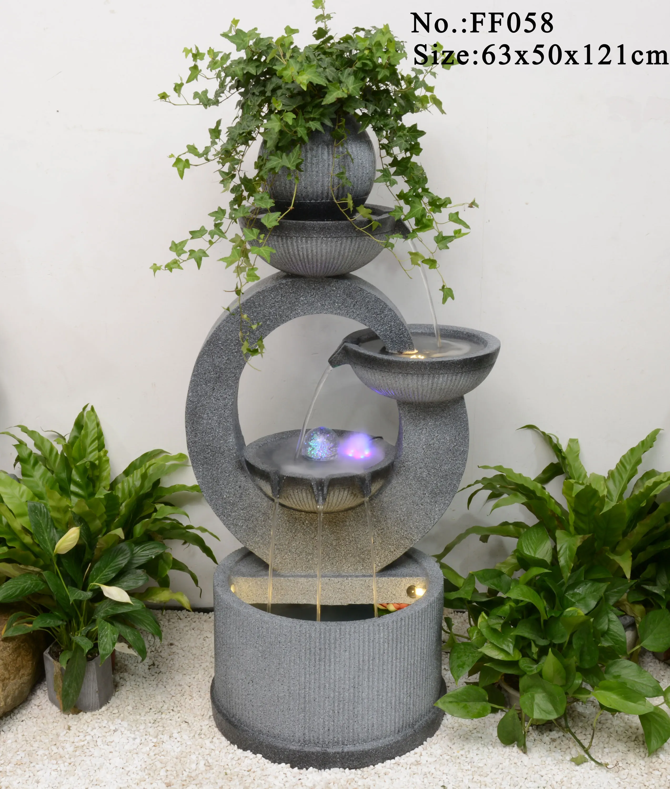 Resin Outdoor Water Fountain 3 Layer Modern Garden Fountain Waterfall For Garden Backyard Home Art Decoration