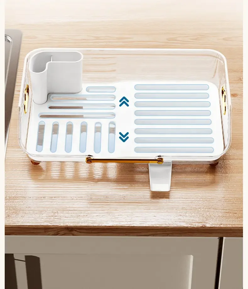 Plastic dish drying rack with cutlery holder drainboard tableware storage  organizer rack shelf