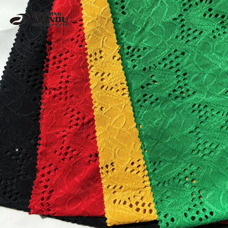 Супермягкая вышитая однотонная трикотажная жаккардовая ткань с ушками, 95% полиэстер, 5% спандекс, стрейчевая ткань