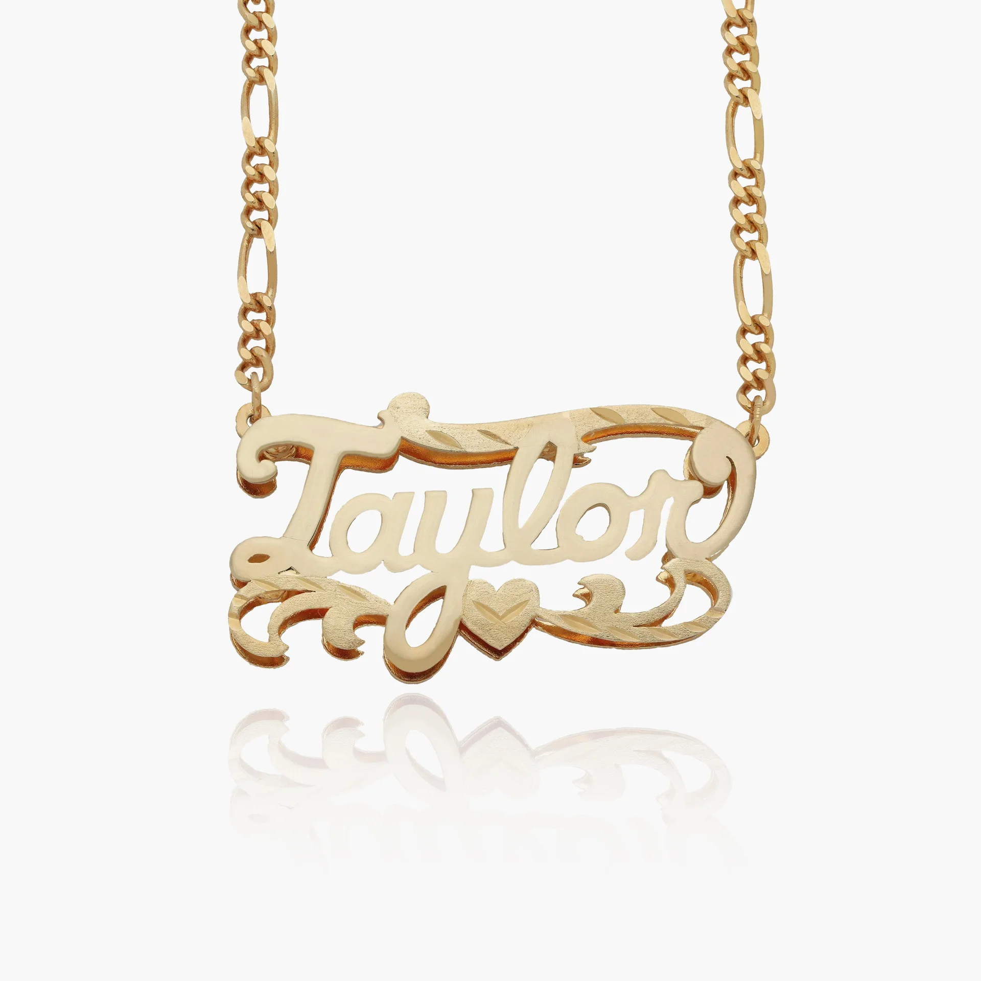 Customized Name Necklace With Cuban Chain Figaro Chain Double Layer Nameplate 18k Gold Plated Stainless Steel Women Necklace