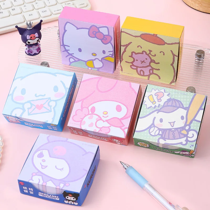Yubon wholesale 250pcs kawaii sanrioed memo sticker anime kuromi melody cute cartoon note paper message boke student Stationery