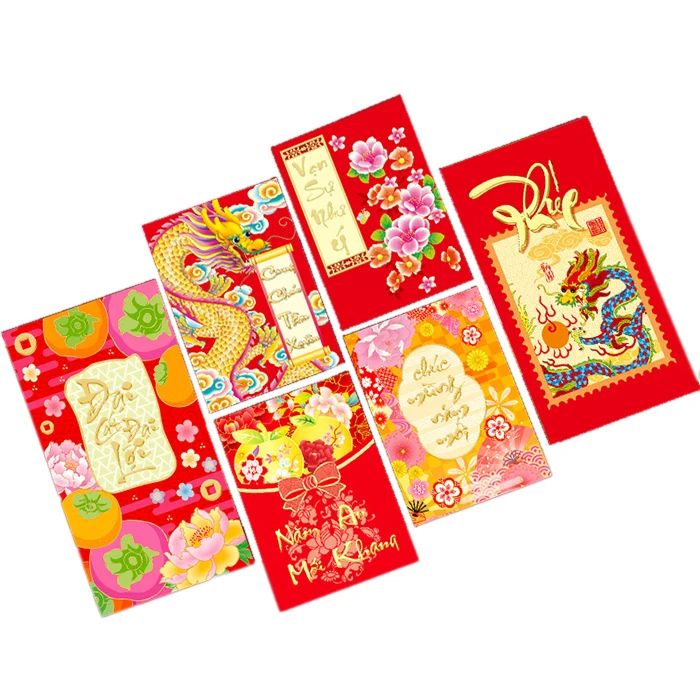 Small MOQ Customize Vietnamese Red Packet Hong Bao Red Pocket Eevelope 2024