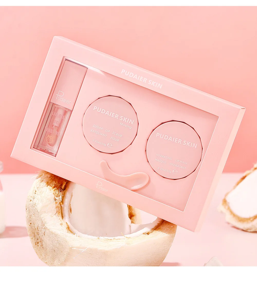 Nature Smoothing Nourishing Healthy Lip Care Set 3-Piece Set Exfoliating Scrub Moisturizing Lip Mask Oil Lip Care Kit