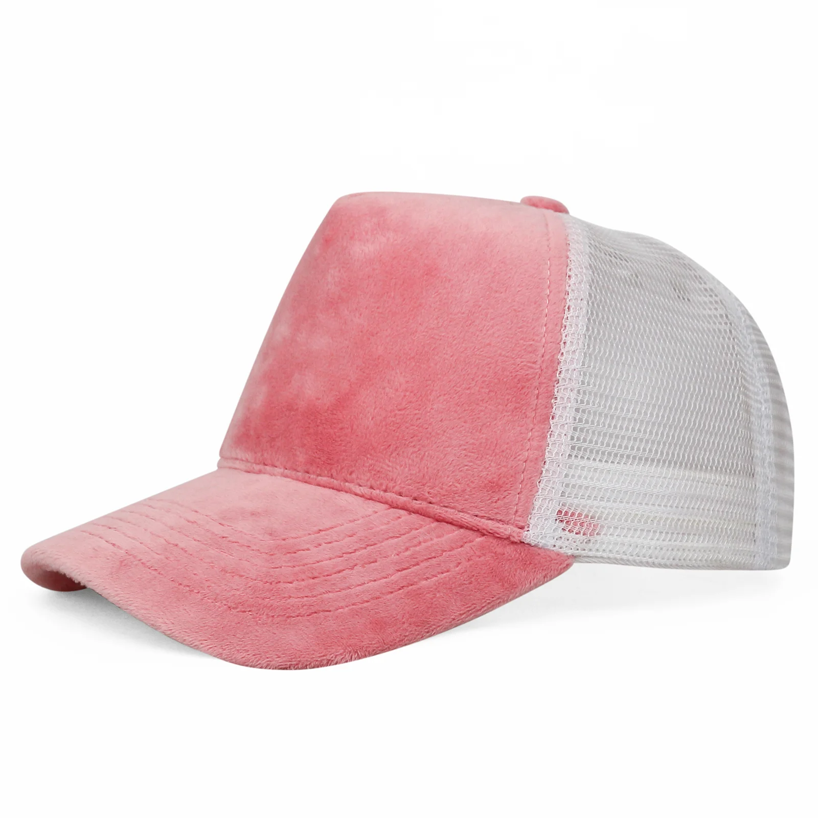 HN05 Wholesale vone luxury quality blank velvet customs mesh dutch velour trucker hat 5 panel custom embroidery cap