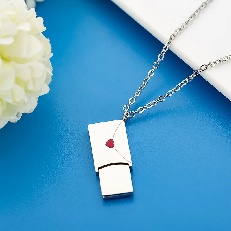 Personalized Promise Initial Message Necklaces Two Part Envelope Nameplate Necklace silver Necklace