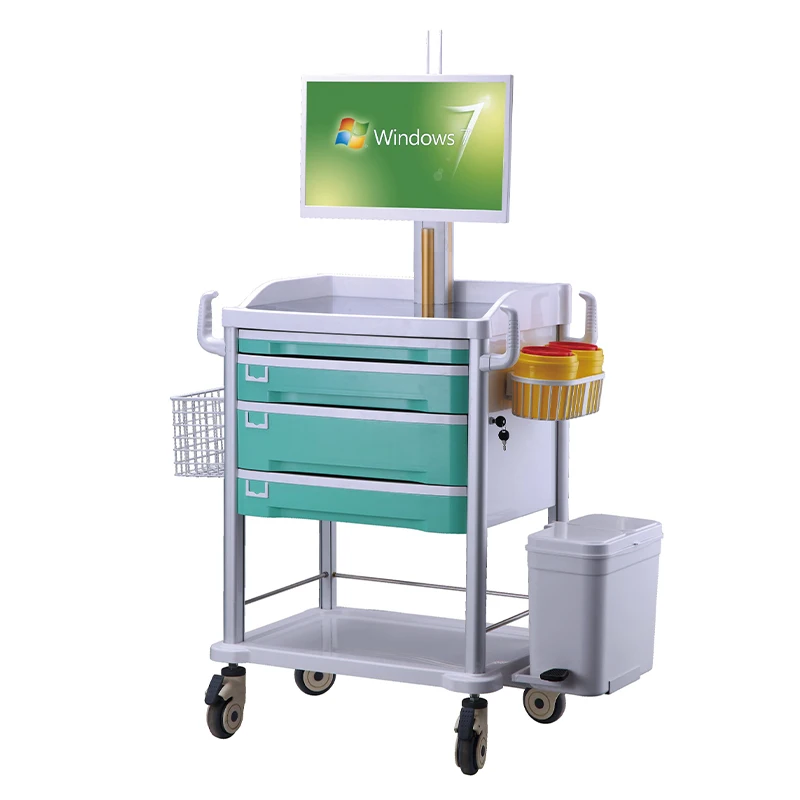 Mobile Wardroom Uses Plastic Trolley Cart with Stand for Computer