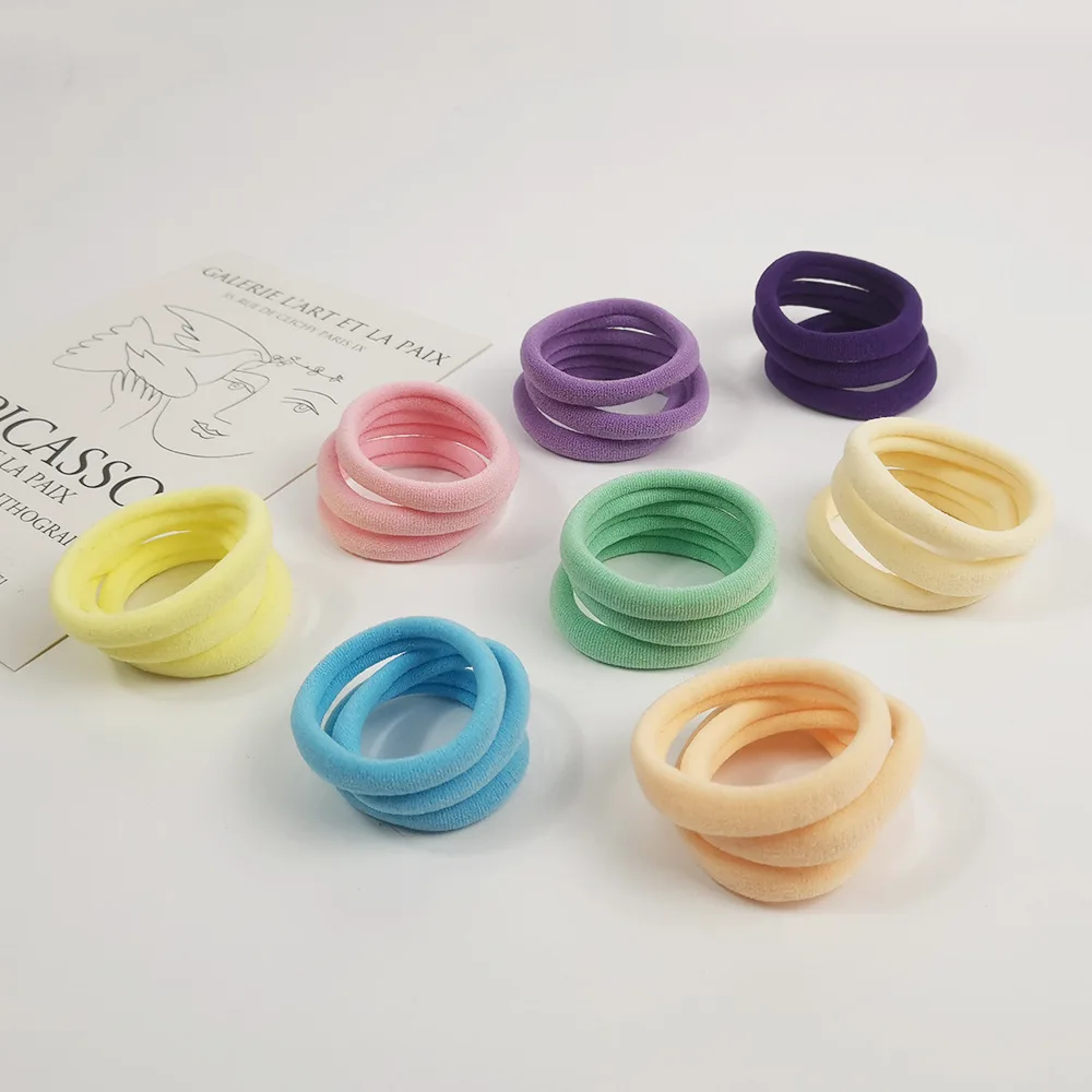 Jiamu Factory Price 20 Colors High Quality Seamless Elastic Hair Bands For Thick Cotton Hair Accessories Ties For Women Girls