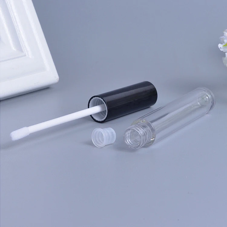 Custom Little 3ml 4 ml 5ml Empty Black Caps Lip Gloss Tube Vendor Private Label 4ml 10ml Rounded Plastic Lipgloss Wand Tubes