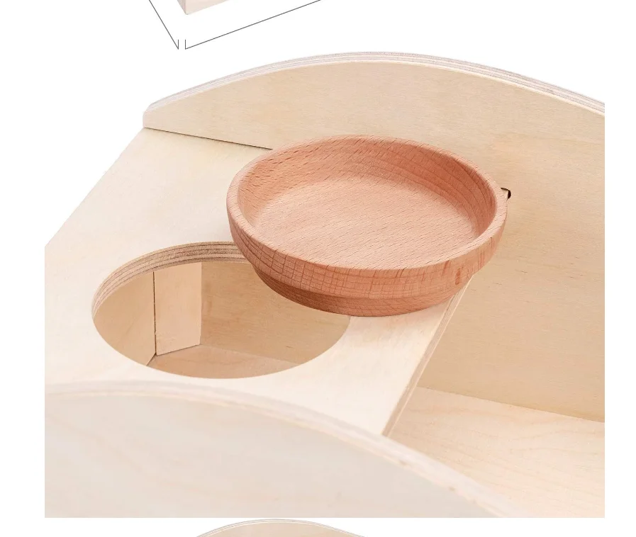 Wooden Sand Bathtub Golden Bear Hamster Bath Feeder