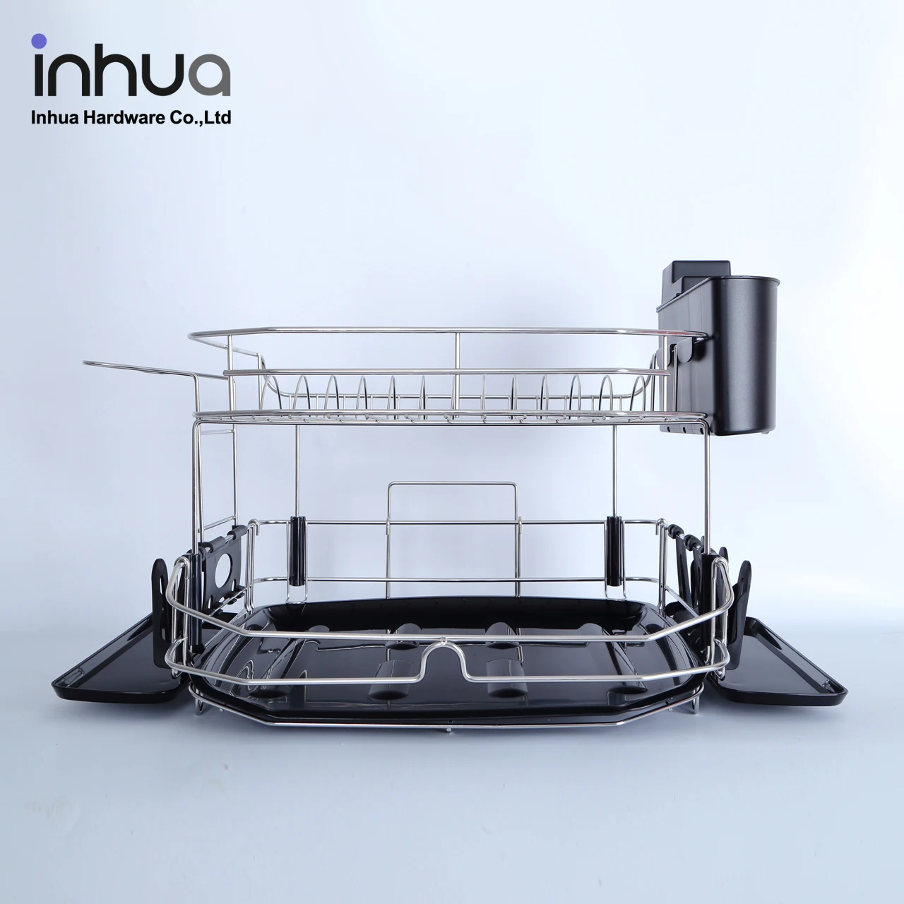 Large capacity 304 stainless steel cutlery dish drying rack double drain rack kitchen