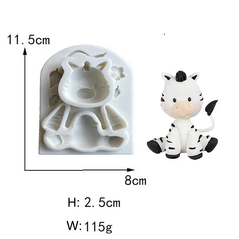 Custom Cartoon Silicone Mold Baked Lion Giraffe Elephant Bear Monkey Chocolate Fondant Molds Cake Decoration Tools Resin Molds