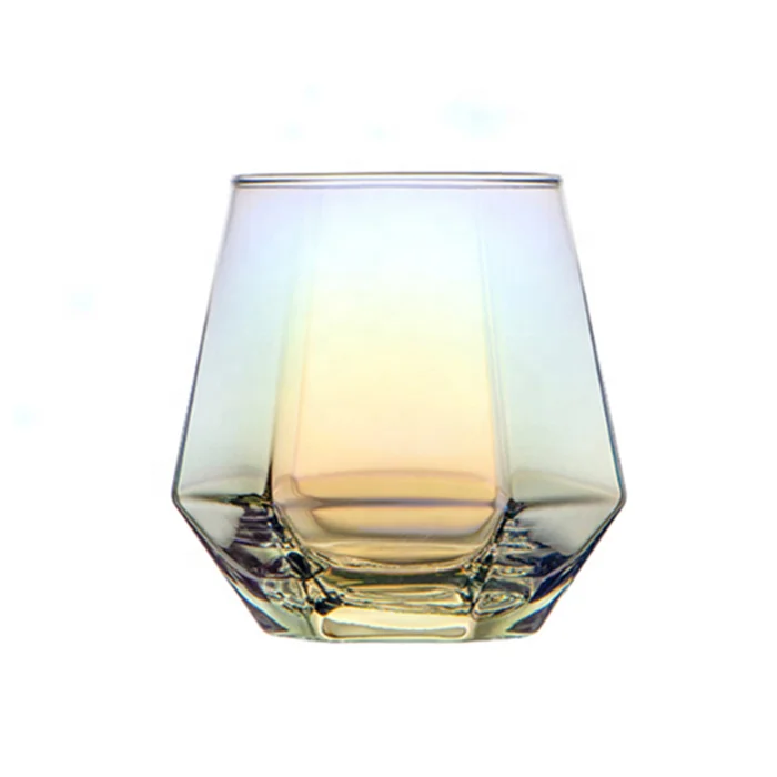 2024 High Quality color Whiskey Glasses Drinking Whisky Glasses Cup Crystal Diamond Shape Whiskey Glass