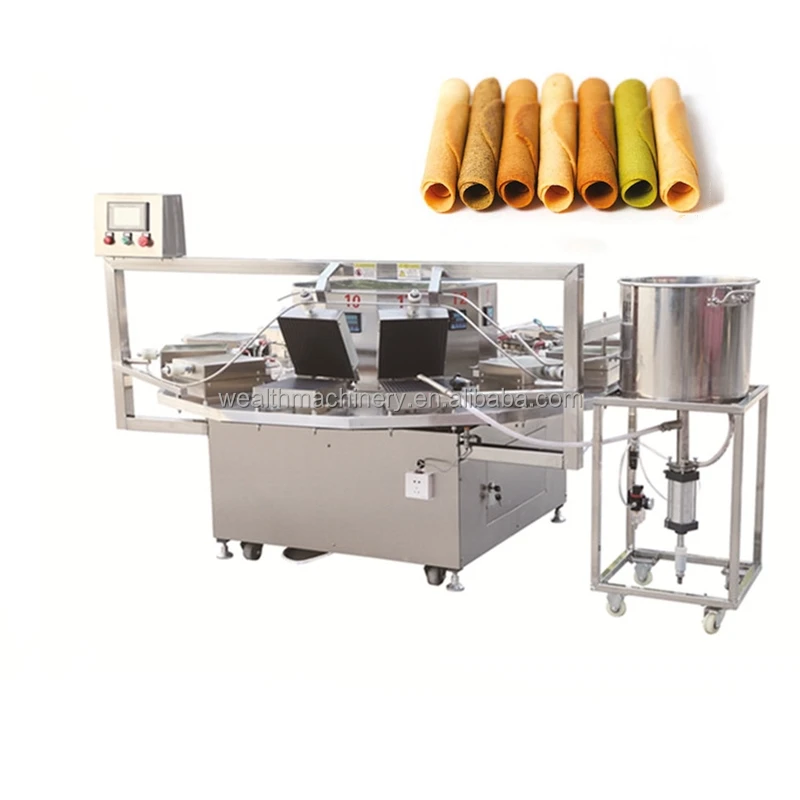 Automatic Waffle Machine Crispy Ice Cream Rolled Waffle Sugar Cone Maker Machine Dutch Syrup Waffle Stroopwafel Machine