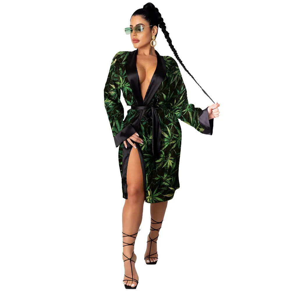 pajamas women set 2022 Long Sleeve Dollars Money Print plus size Satin Silk Robes Kimono Bridesmaid Bride Party Robes Sleepwear