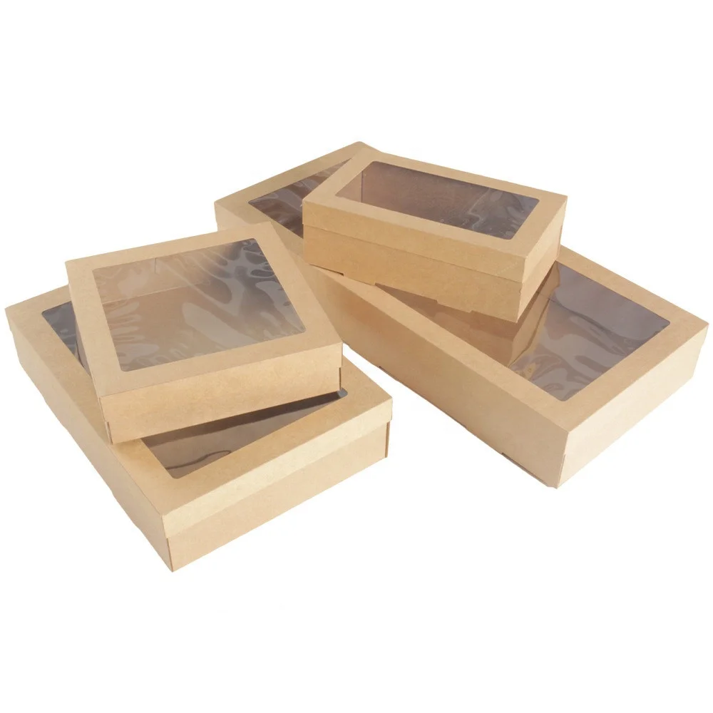 High Quality 12x12 Paper Mini Bento Snack Cake Boxes Packaging With Window